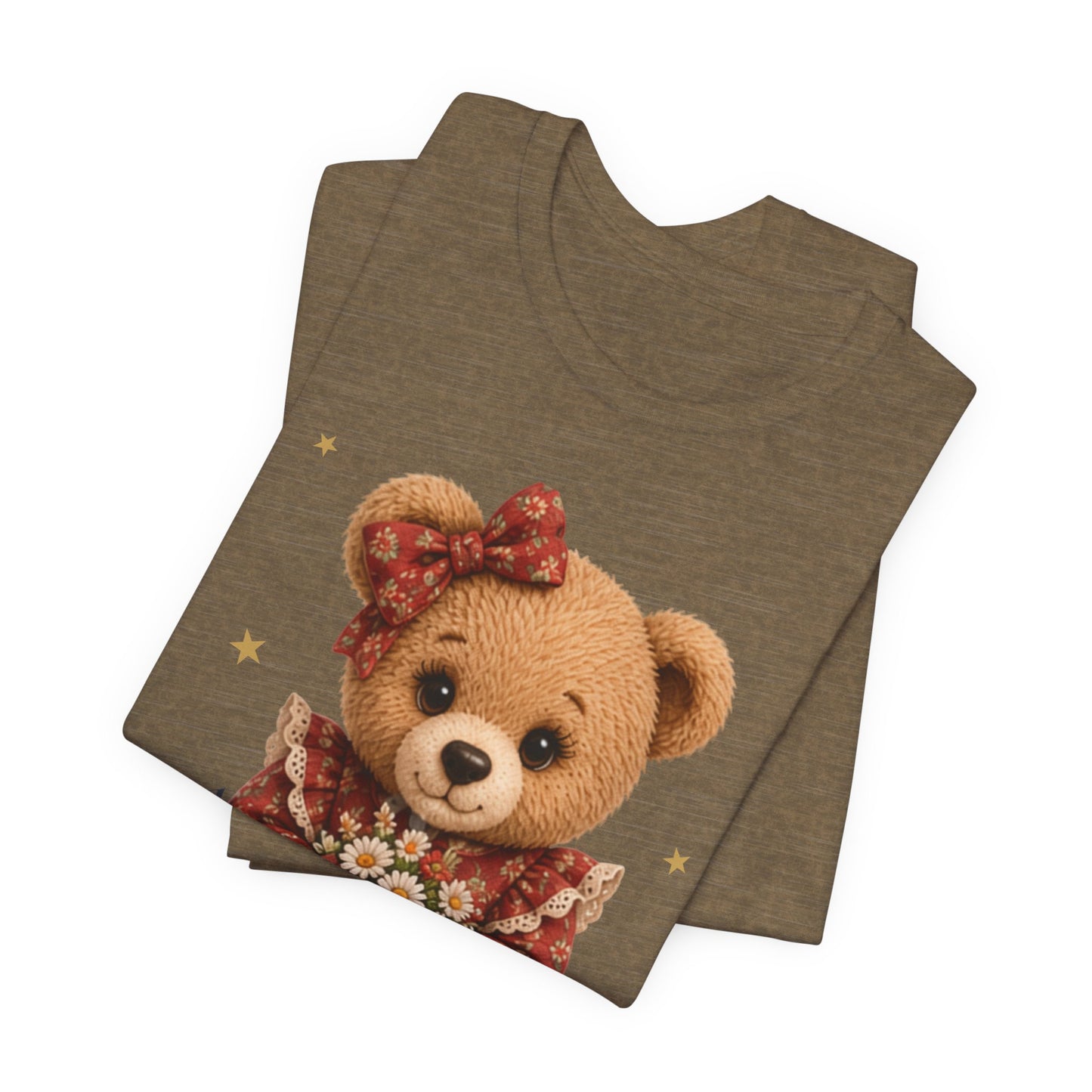 Personalized Teddy Bear Flower Shirt with Custom Name, Cute Bear Gift, Floral Teddy Bear T-Shirt
