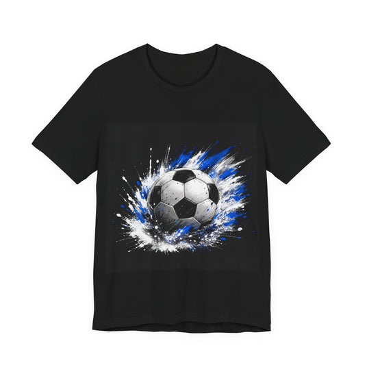 Blue Soccer Ball Splash T-Shirt | Soccer Graphic Tee | Football Fan Shirt | Sports Lover Gift | Unisex Soccer Tee