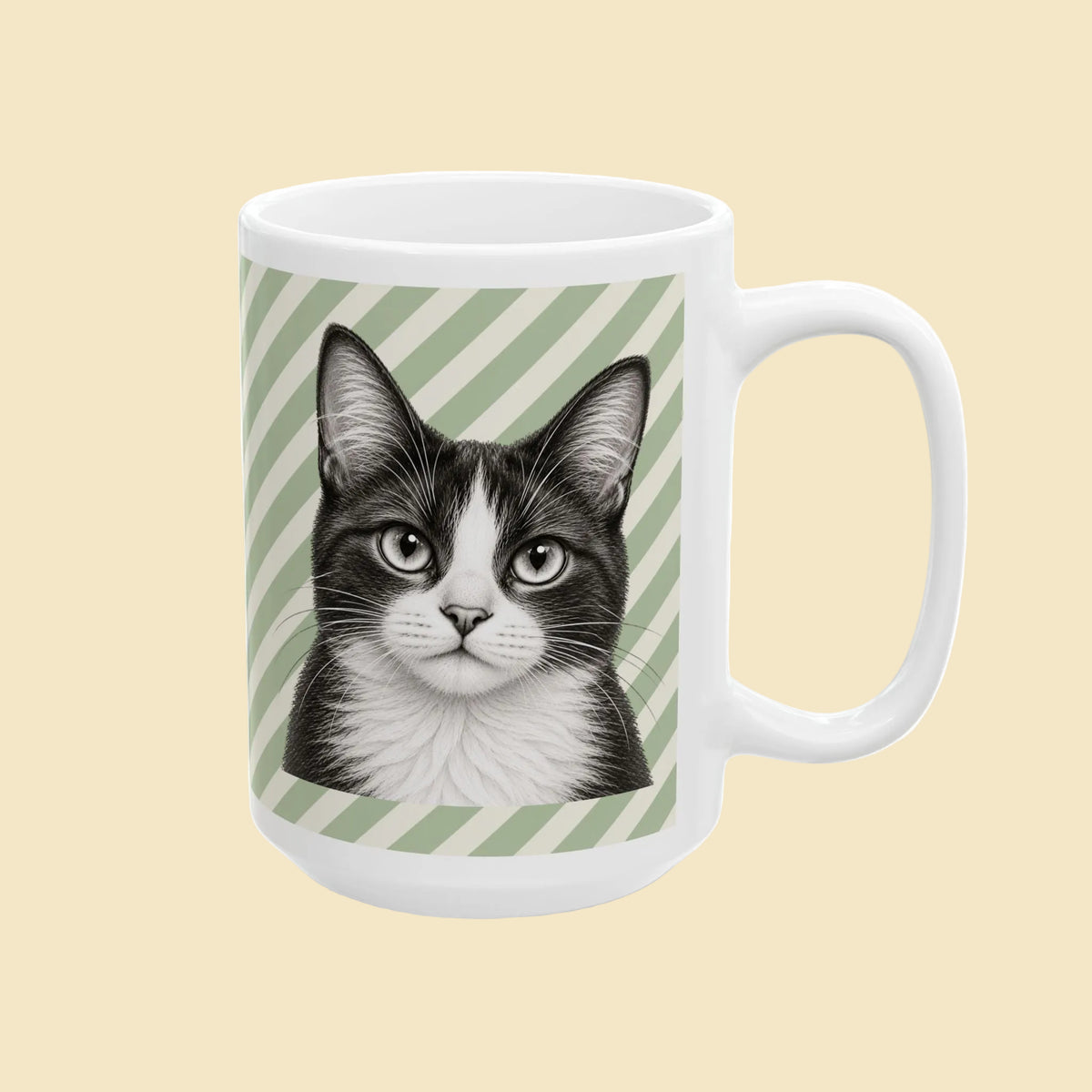 Personalized Tuxedo Cat Mug, Custom Cat Name Coffee Cup, Tuxedo Cat Lover Gift, Personalized Cat Mug