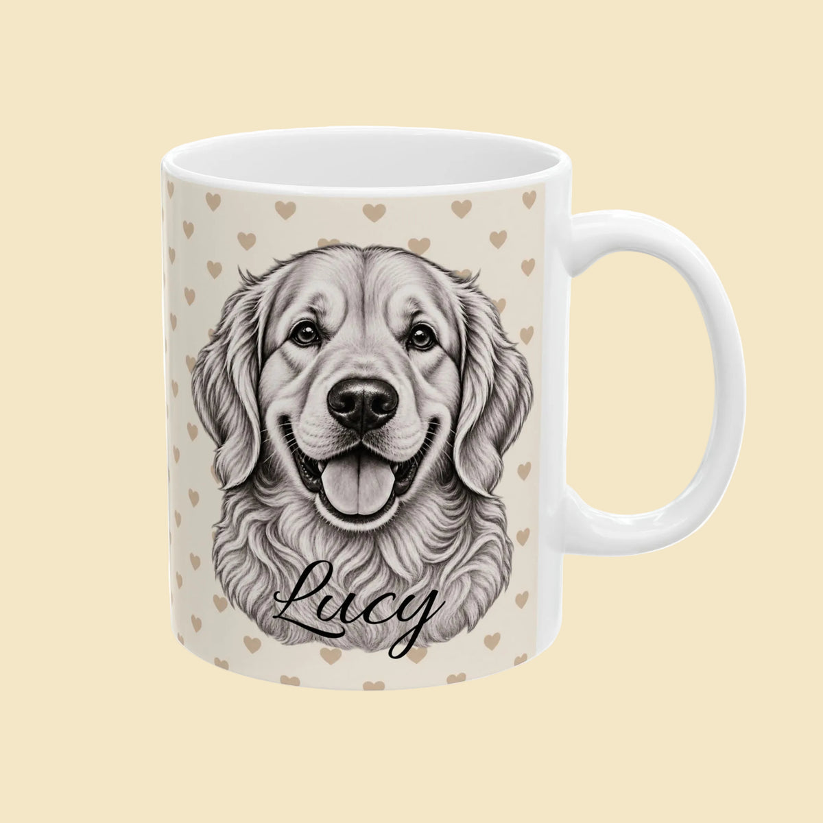Personalized Golden Retriever Mug, Custom Dog Name Coffee Cup, Golden Retriever Lover Gift, Dog Portrait Mug