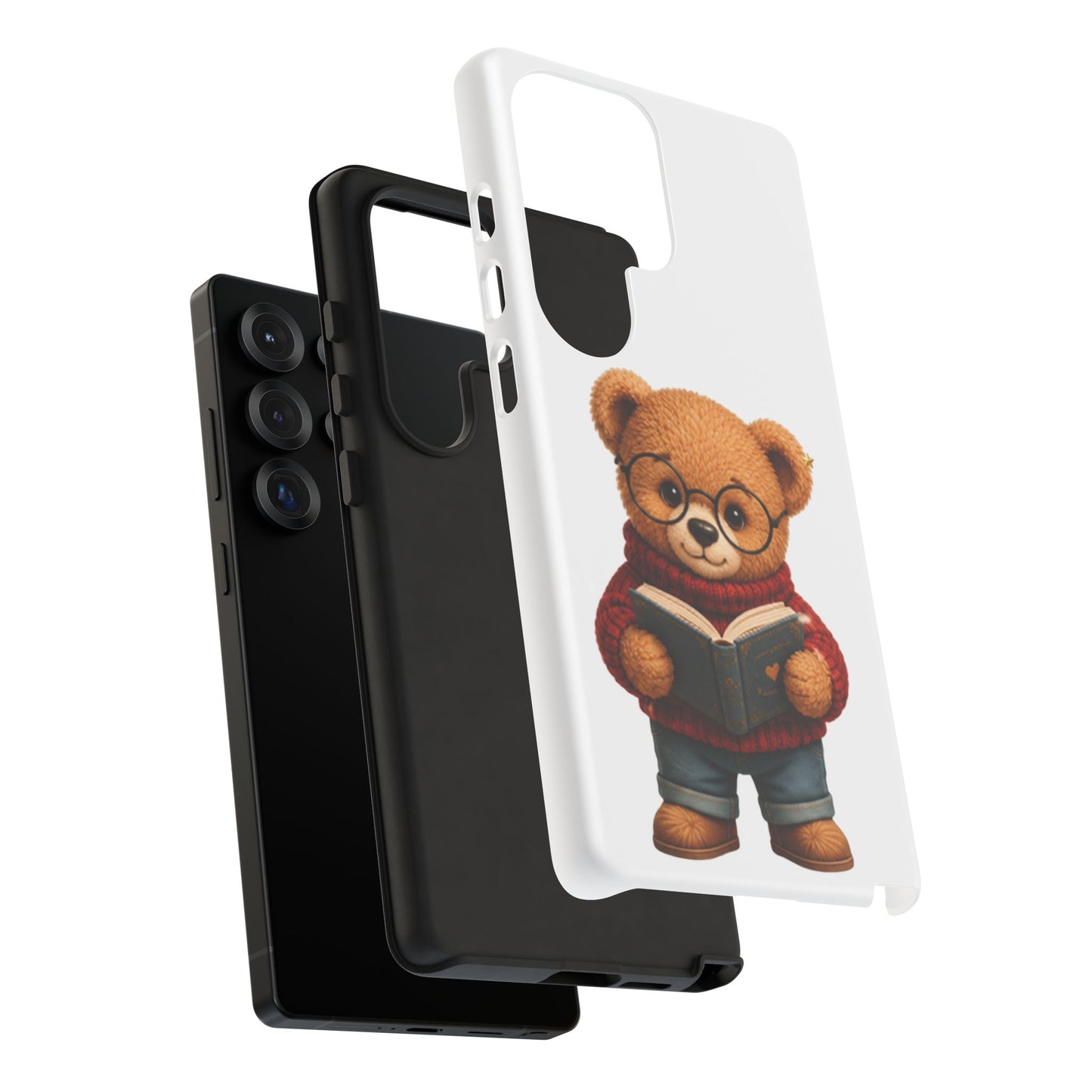 Personalized Teddy Bear Phone Case | Cute Book Lover iPhone & Samsung Case | Custom Name Floral