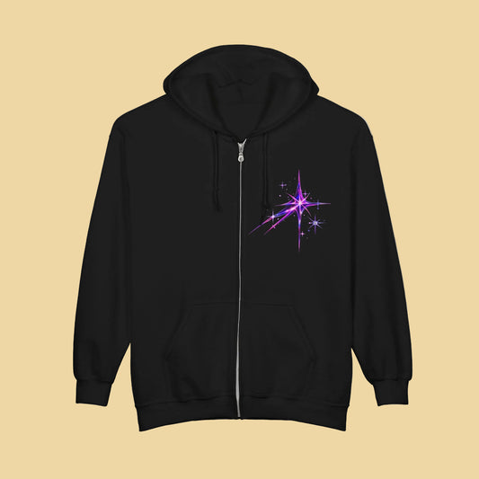 Neon Silhouette Zip-Up Hoodie | Women's Urban Streetwear Graphic Sweatshirt