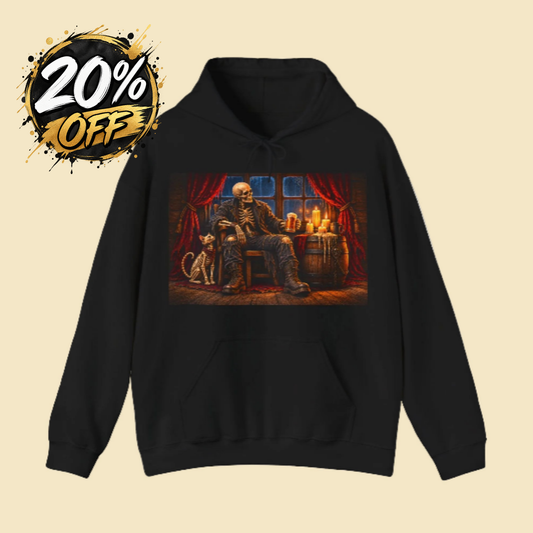 Skeleton Pirate Hoodie – Dark Fantasy Tavern Graphic Sweatshirt, Gothic Skull Hoodie