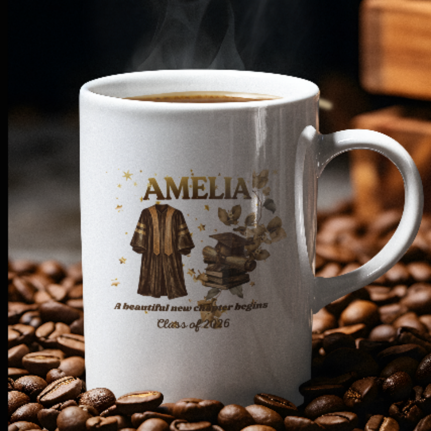 Personalized Graduation Mug | Class of 2026 Gift | A Beautiful New Chapter Begins. Design (11oz/15oz)