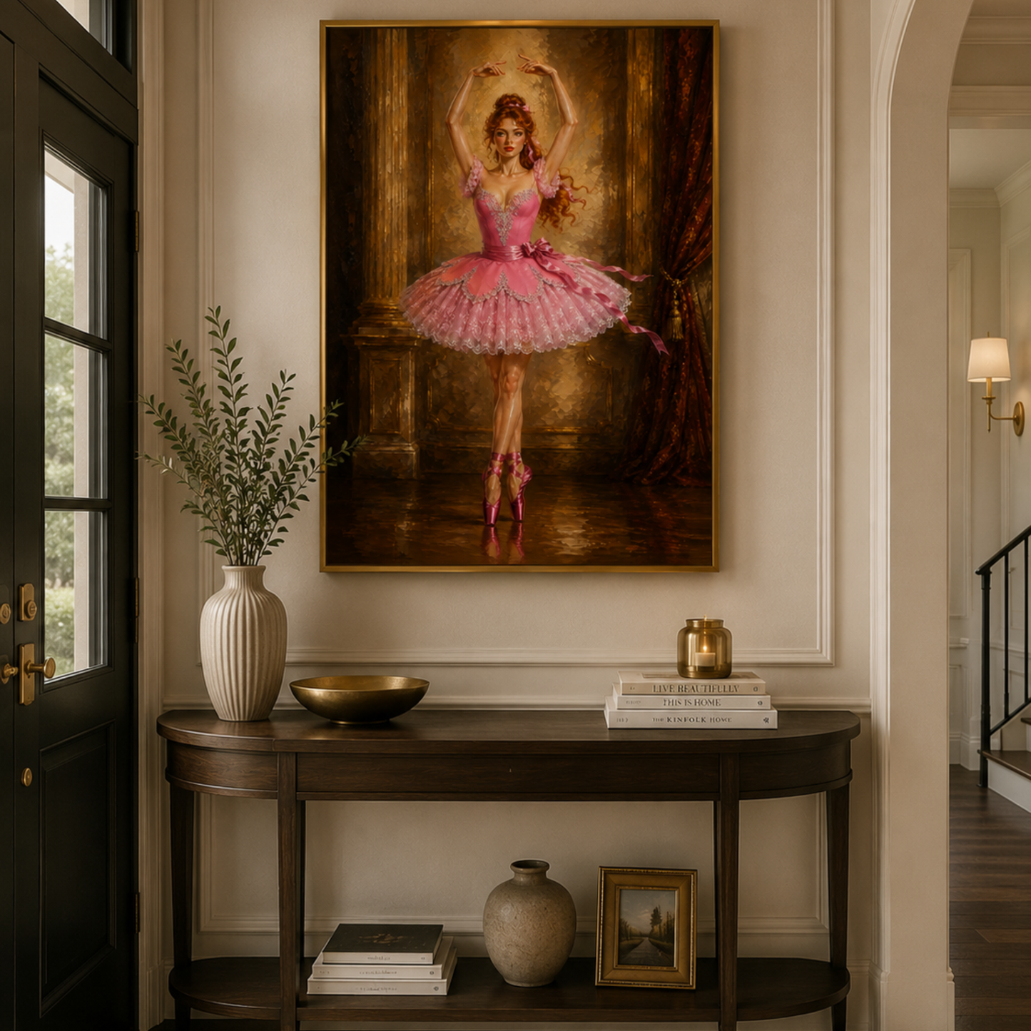 Pink Ballerina Wall Art Printable | Ballet Dancer Oil Painting | Digital Download