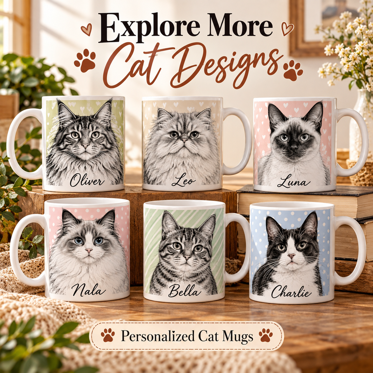 Personalized Tabby Cat Mug, Custom Cat Name Coffee Cup, Tabby Cat Lover Gift, Personalized Cat Mug