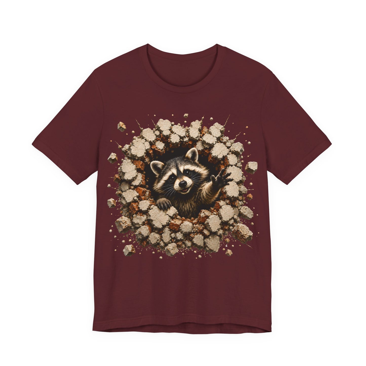 Cute Raccoon Breaking Wall T-Shirt | 3D Animal Graphic Tee