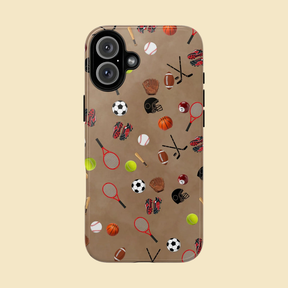 Sports Pattern Phone Case | Athletic iPhone & Samsung Tough Case | Soccer Baseball Basketball Tennis Football Design | Sports Lover Gift