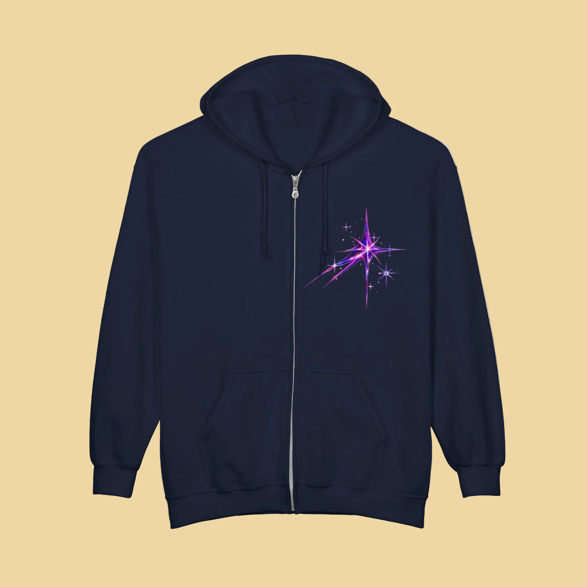 Neon Silhouette Zip-Up Hoodie | Women's Urban Streetwear Graphic Sweatshirt