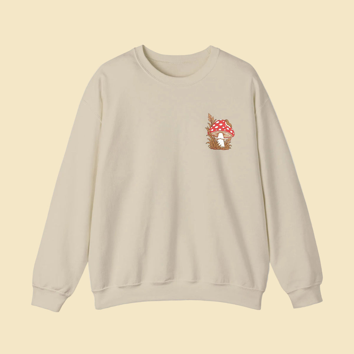 Embroidered Mushroom Crewneck Sweatshirt | Cottagecore Nature Lover Gift
