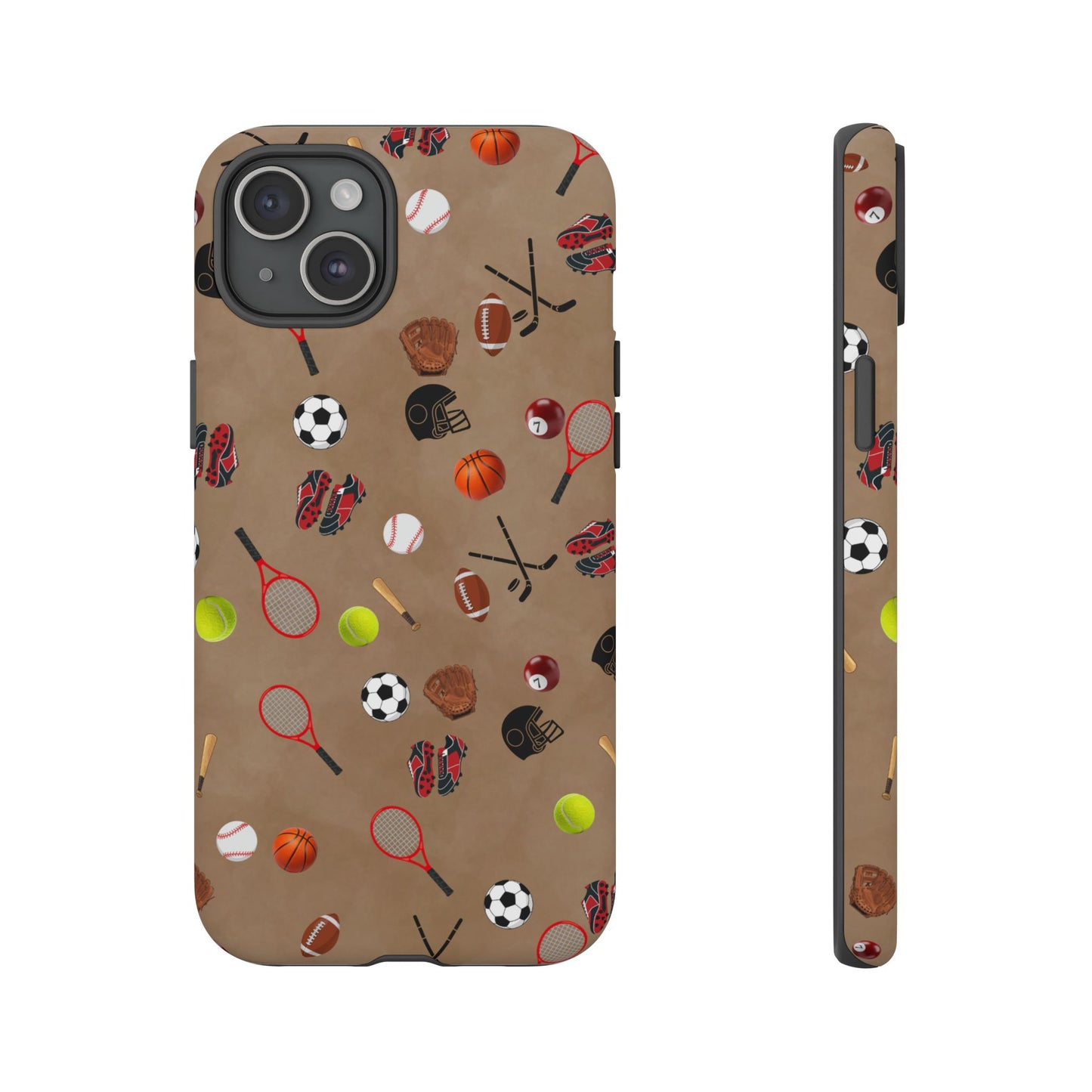 Sports Pattern Phone Case | Athletic iPhone & Samsung Tough Case | Soccer Baseball Basketball Tennis Football Design | Sports Lover Gift