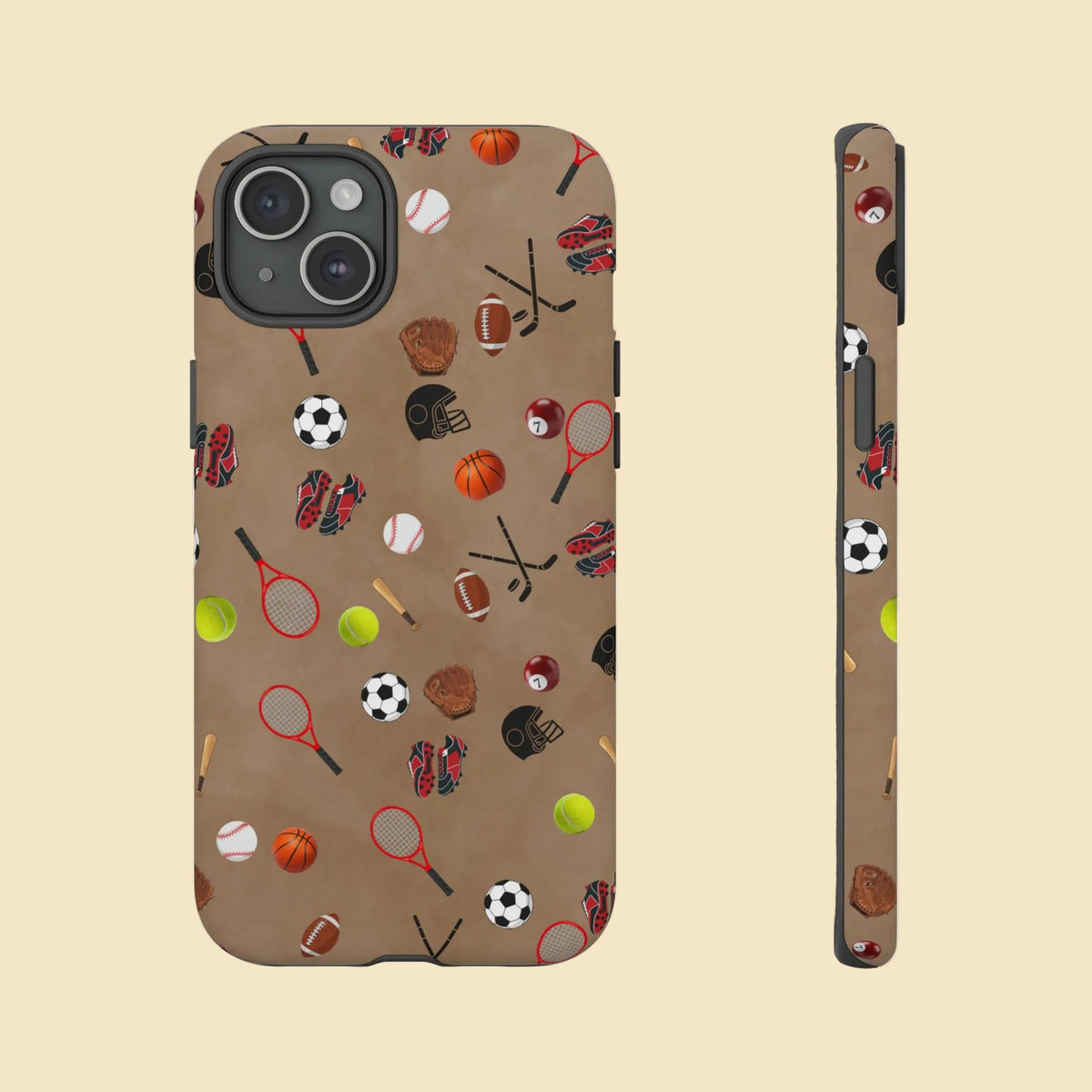 Sports Pattern Phone Case | Athletic iPhone & Samsung Tough Case | Soccer Baseball Basketball Tennis Football Design | Sports Lover Gift