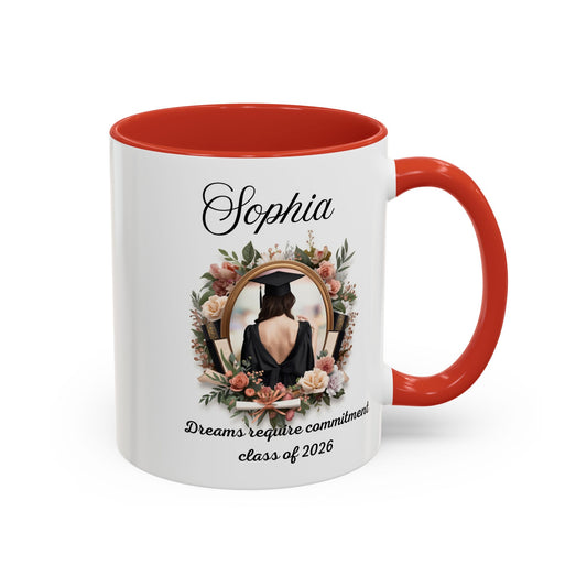 Personalized Graduation Coffee Mug | Class of 2026 Gift for Her | Floral College Mug