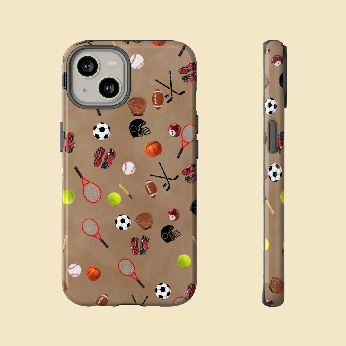 Sports Pattern Phone Case | Athletic iPhone & Samsung Tough Case | Soccer Baseball Basketball Tennis Football Design | Sports Lover Gift