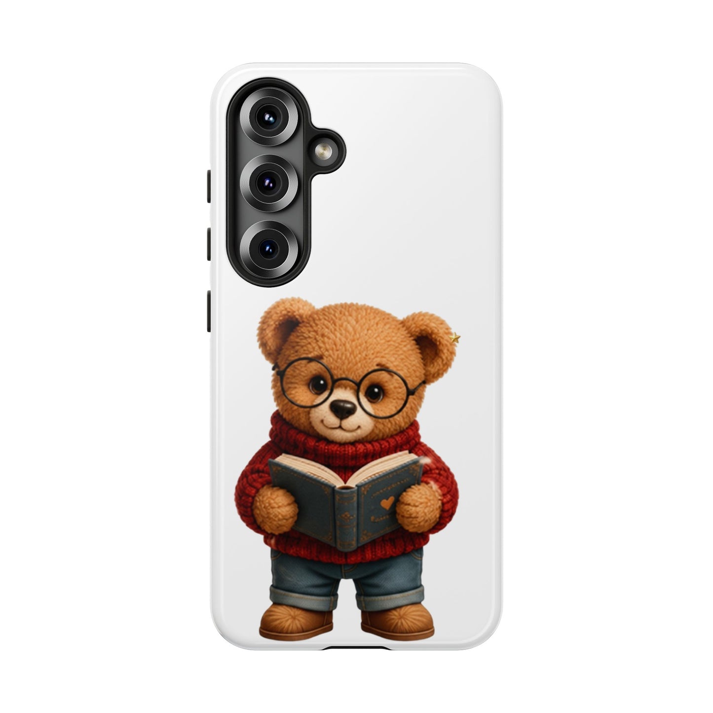 Personalized Teddy Bear Phone Case | Cute Book Lover iPhone & Samsung Case | Custom Name Floral