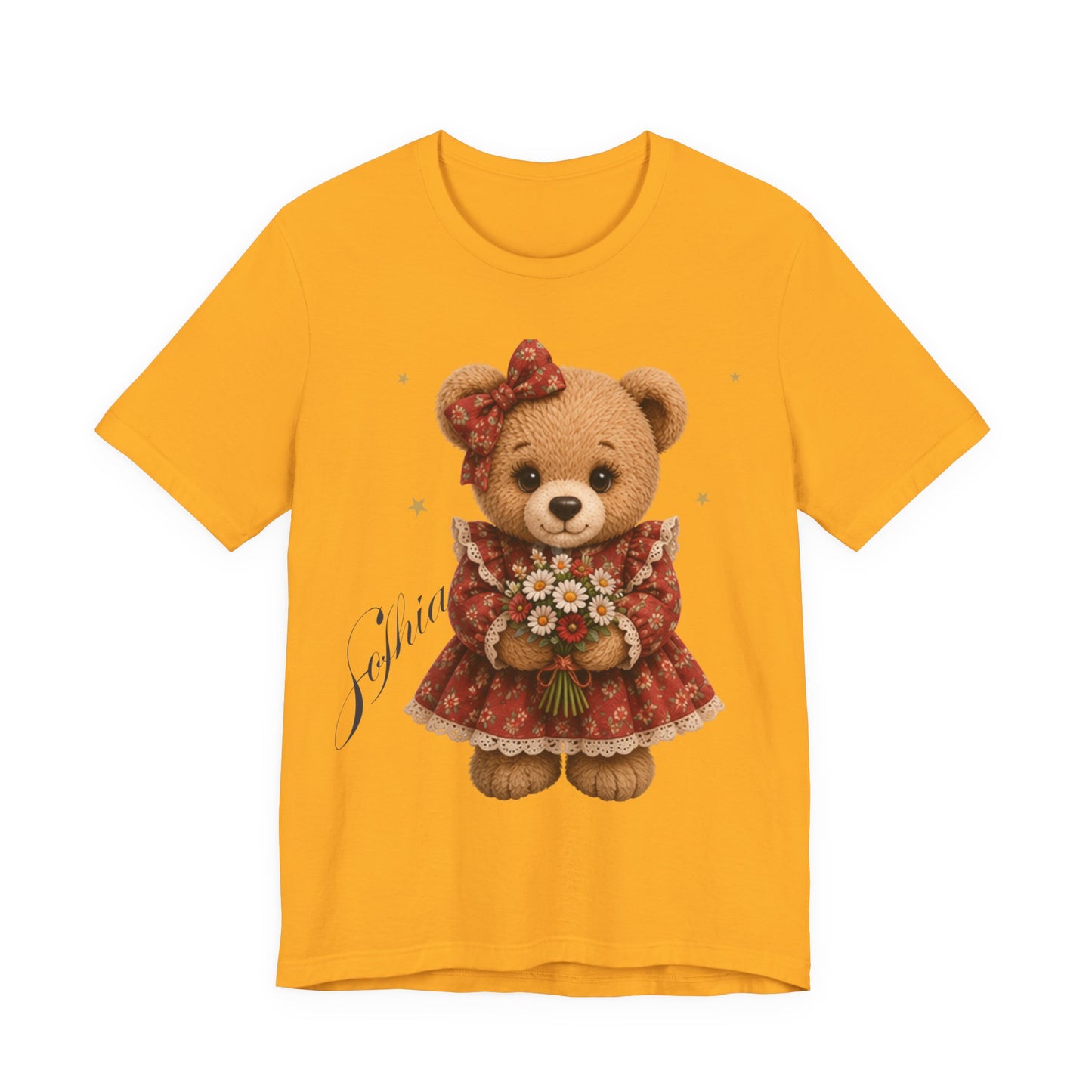Personalized Teddy Bear Flower Shirt with Custom Name, Cute Bear Gift, Floral Teddy Bear T-Shirt