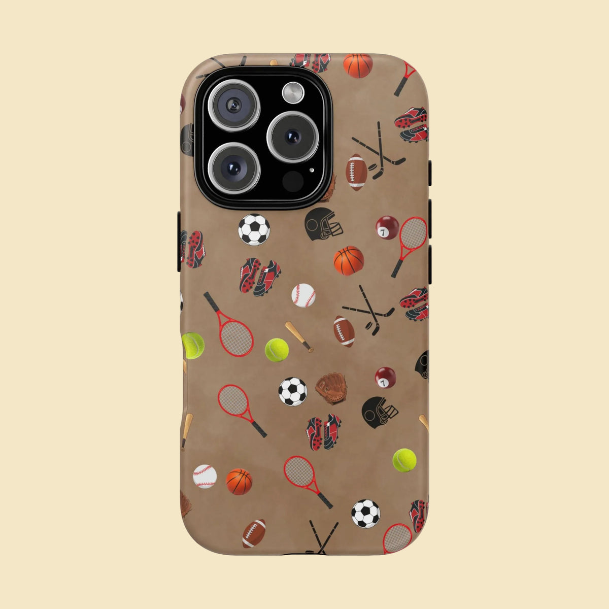 Sports Pattern Phone Case | Athletic iPhone & Samsung Tough Case | Soccer Baseball Basketball Tennis Football Design | Sports Lover Gift