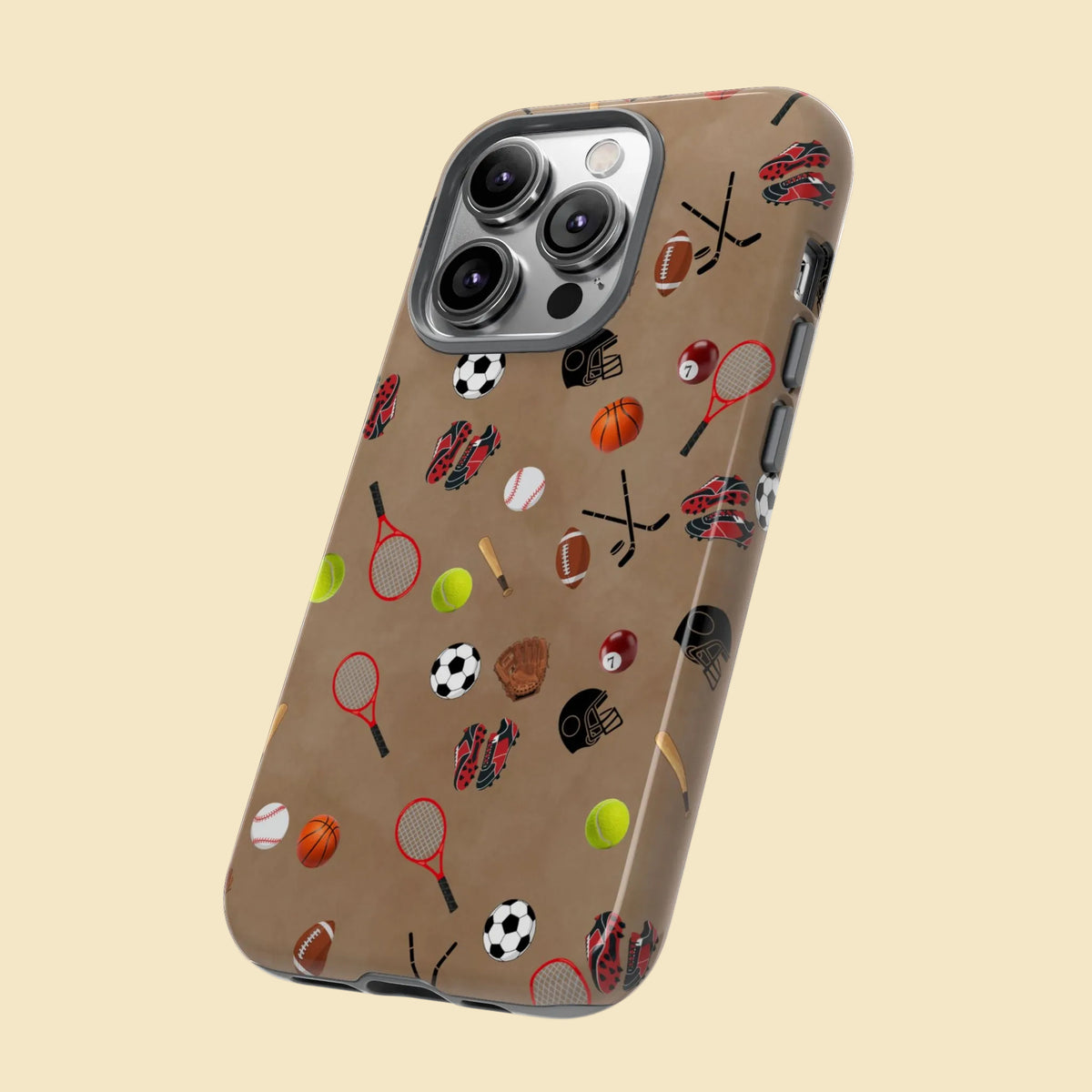 Sports Pattern Phone Case | Athletic iPhone & Samsung Tough Case | Soccer Baseball Basketball Tennis Football Design | Sports Lover Gift