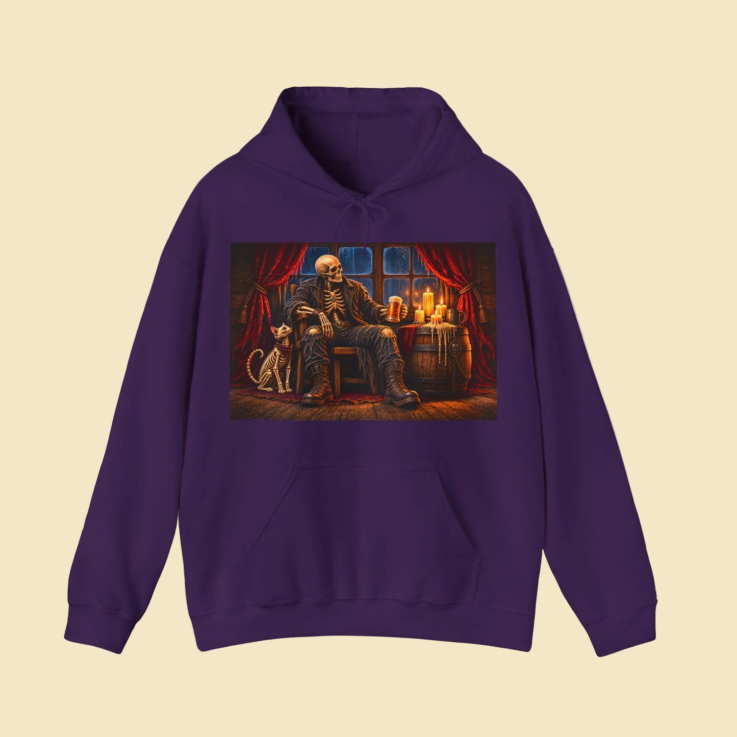 Skeleton Pirate Hoodie – Dark Fantasy Tavern Graphic Sweatshirt, Gothic Skull Hoodie