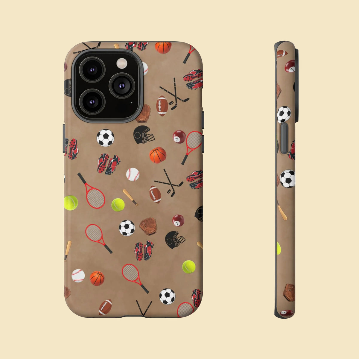 Sports Pattern Phone Case | Athletic iPhone & Samsung Tough Case | Soccer Baseball Basketball Tennis Football Design | Sports Lover Gift
