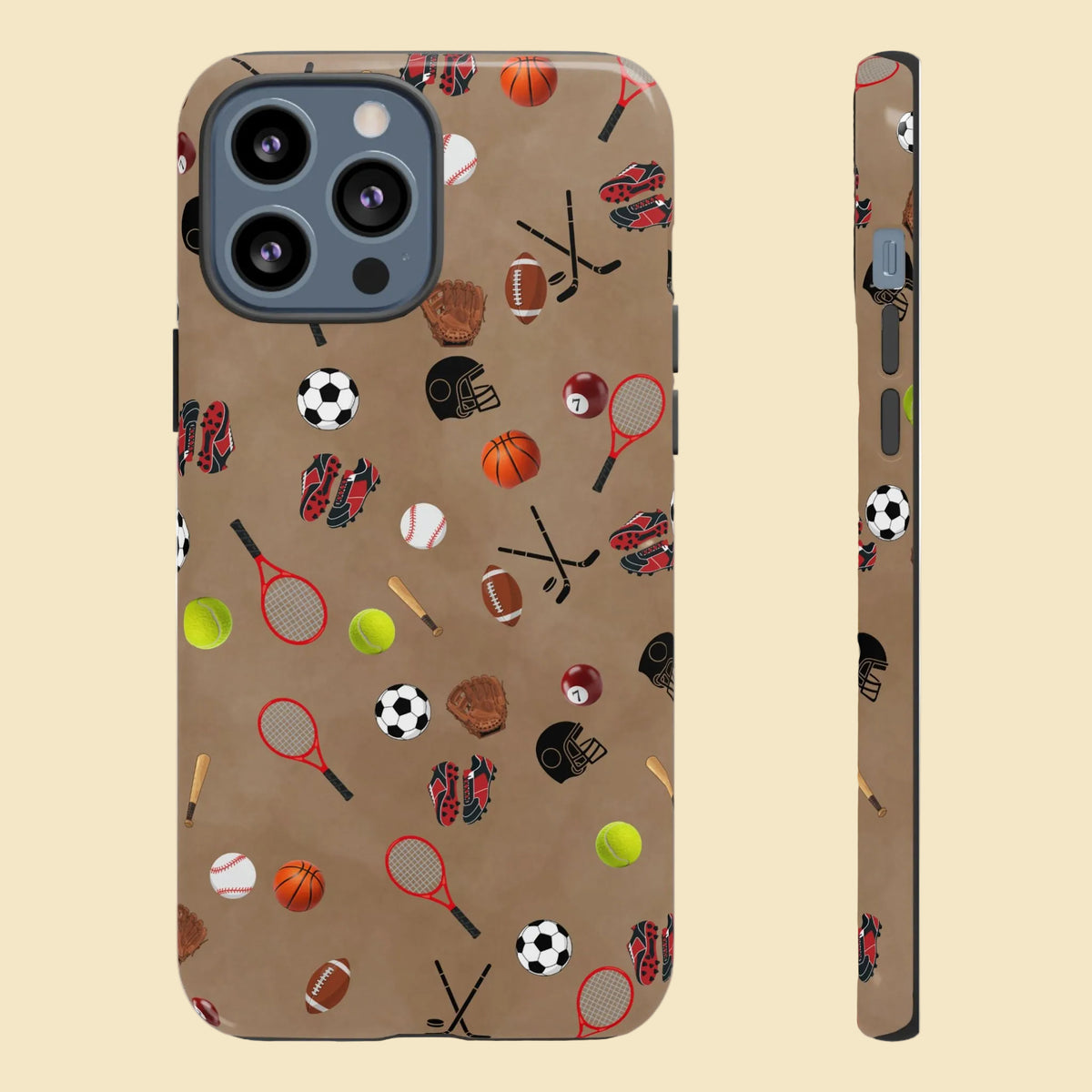 Sports Pattern Phone Case | Athletic iPhone & Samsung Tough Case | Soccer Baseball Basketball Tennis Football Design | Sports Lover Gift