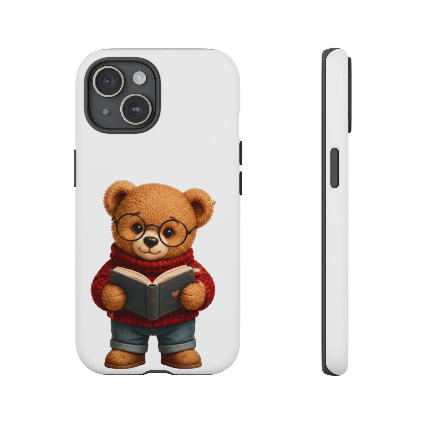 Personalized Teddy Bear Phone Case | Cute Book Lover iPhone & Samsung Case | Custom Name Floral