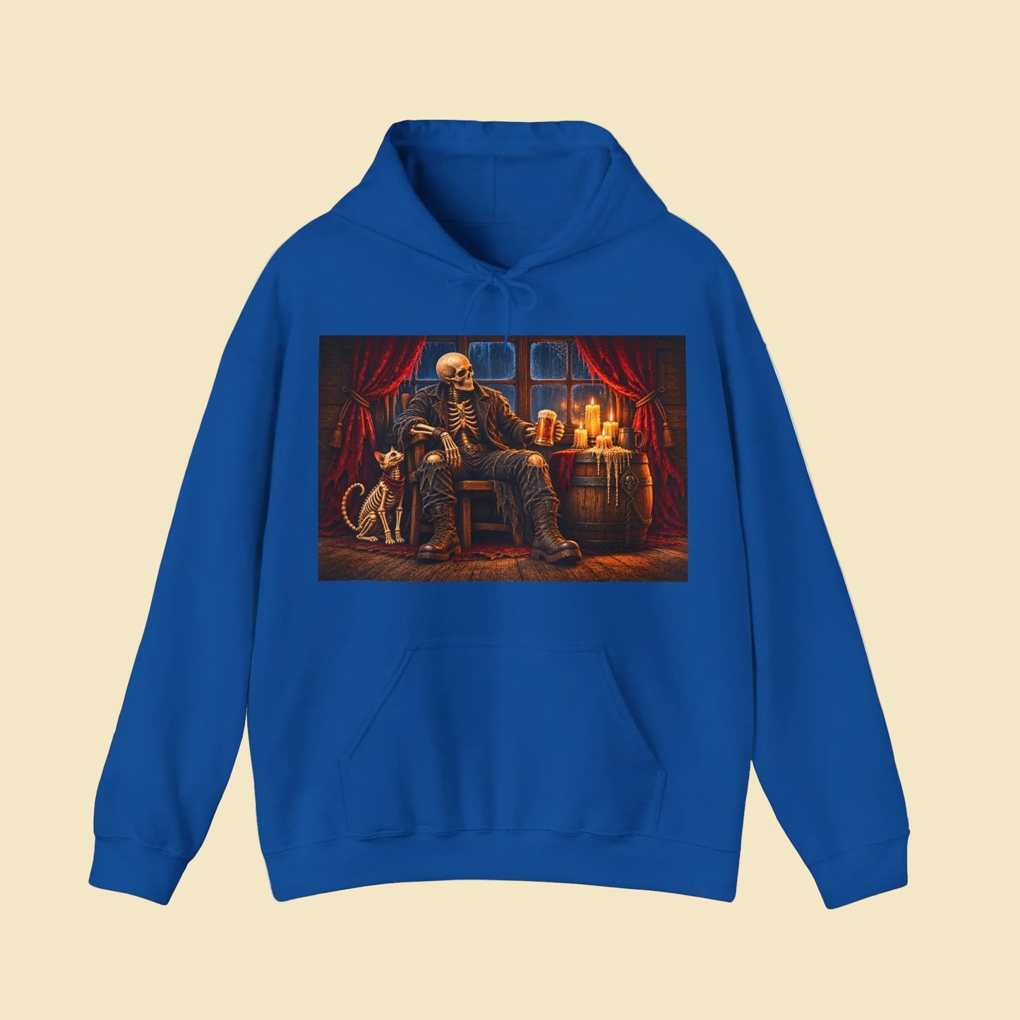 Skeleton Pirate Hoodie – Dark Fantasy Tavern Graphic Sweatshirt, Gothic Skull Hoodie