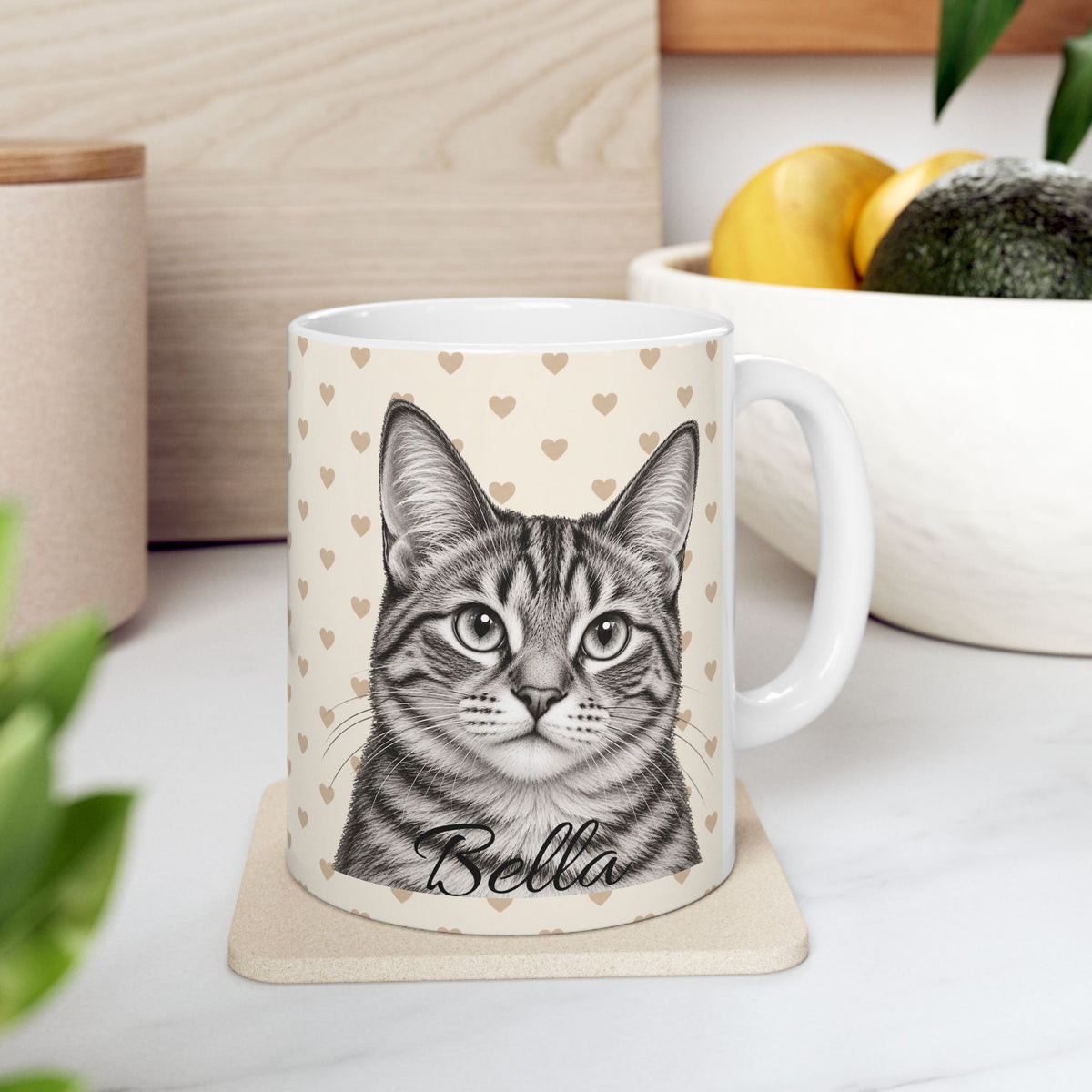 Personalized Tabby Cat Mug, Custom Cat Name Coffee Cup, Tabby Cat Lover Gift, Personalized Cat Mug