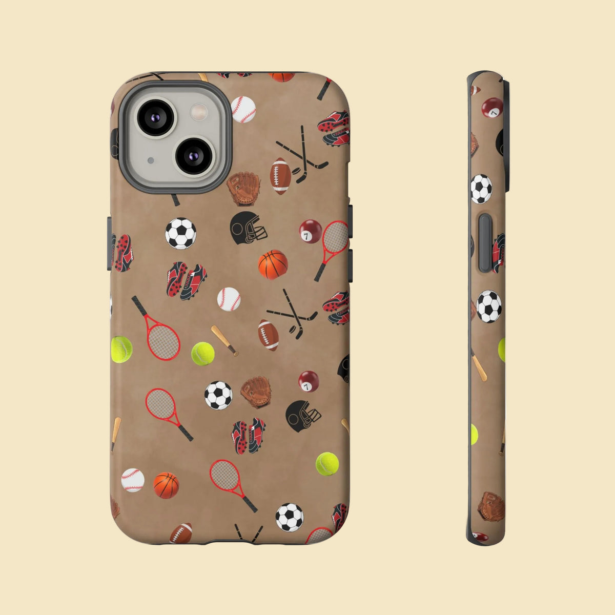 Sports Pattern Phone Case | Athletic iPhone & Samsung Tough Case | Soccer Baseball Basketball Tennis Football Design | Sports Lover Gift