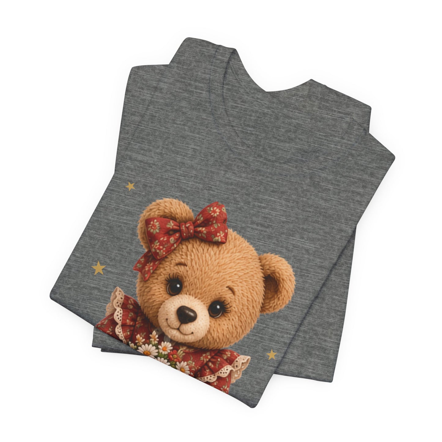 Personalized Teddy Bear Flower Shirt with Custom Name, Cute Bear Gift, Floral Teddy Bear T-Shirt