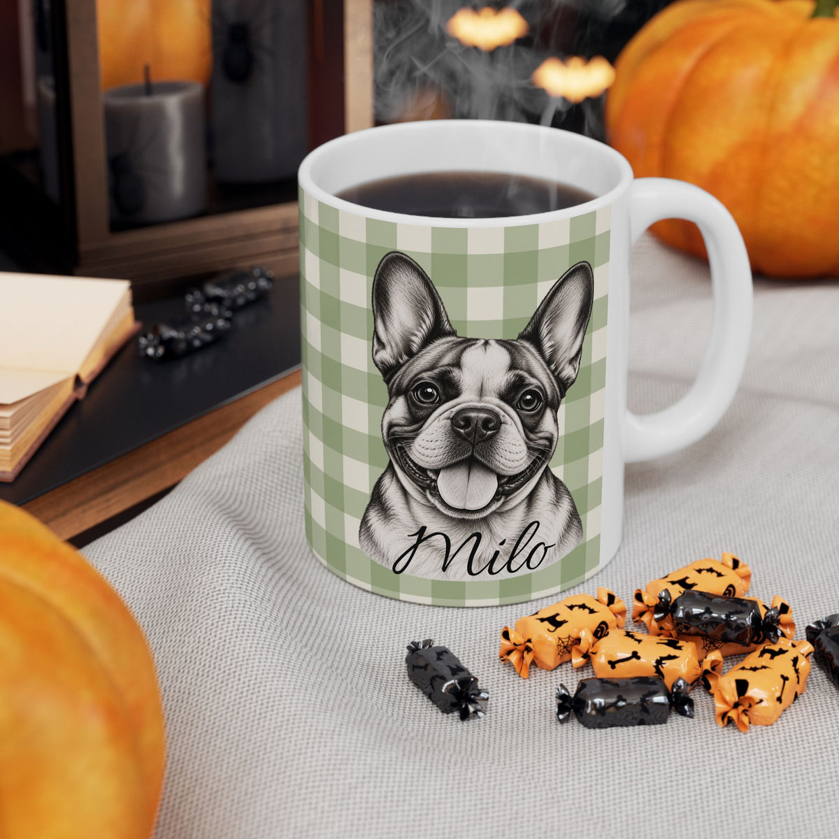 Personalized French Bulldog Mug, Custom Dog Name Coffee Cup, Frenchie Lover Gift, Dog Portrait Mug