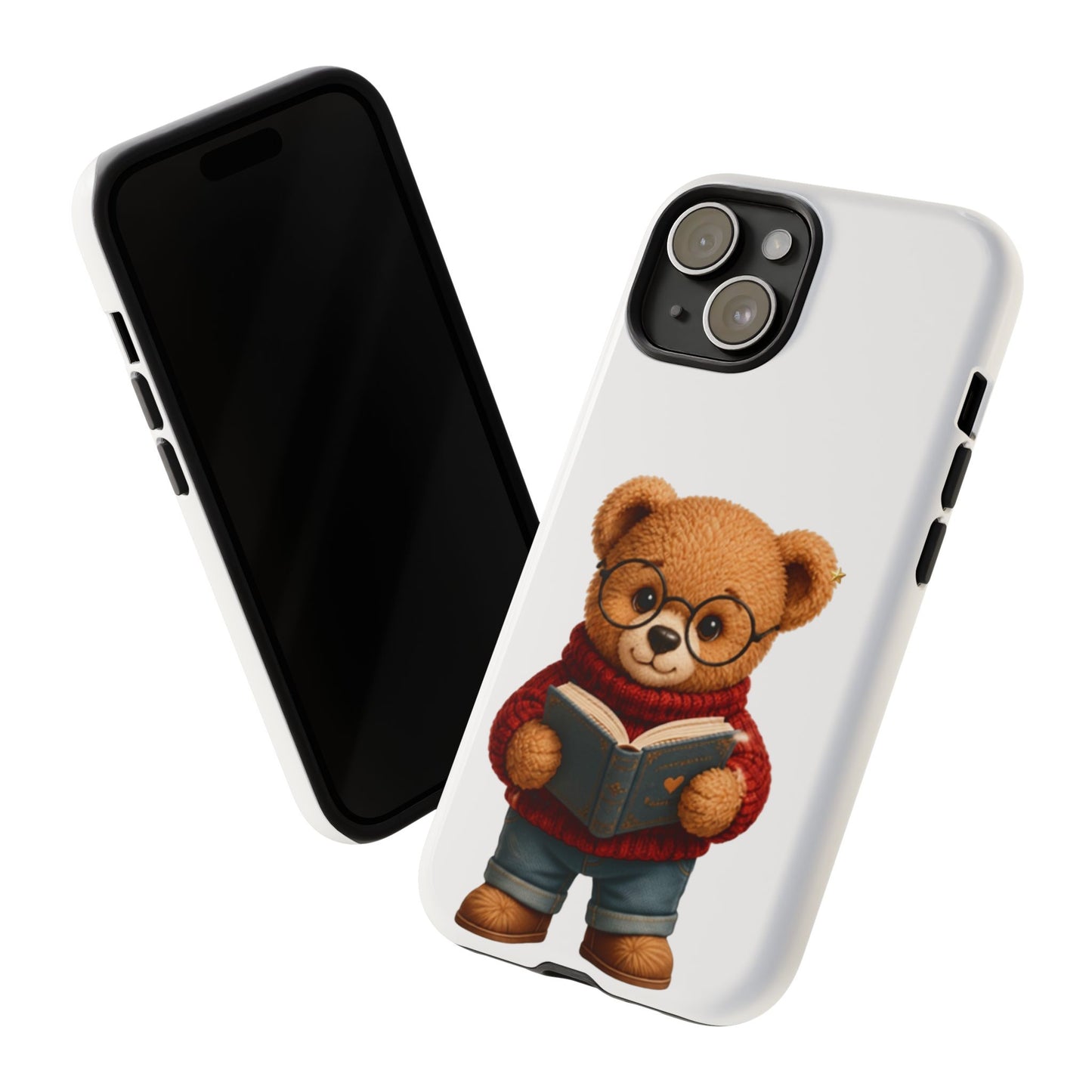 Personalized Teddy Bear Phone Case | Cute Book Lover iPhone & Samsung Case | Custom Name Floral
