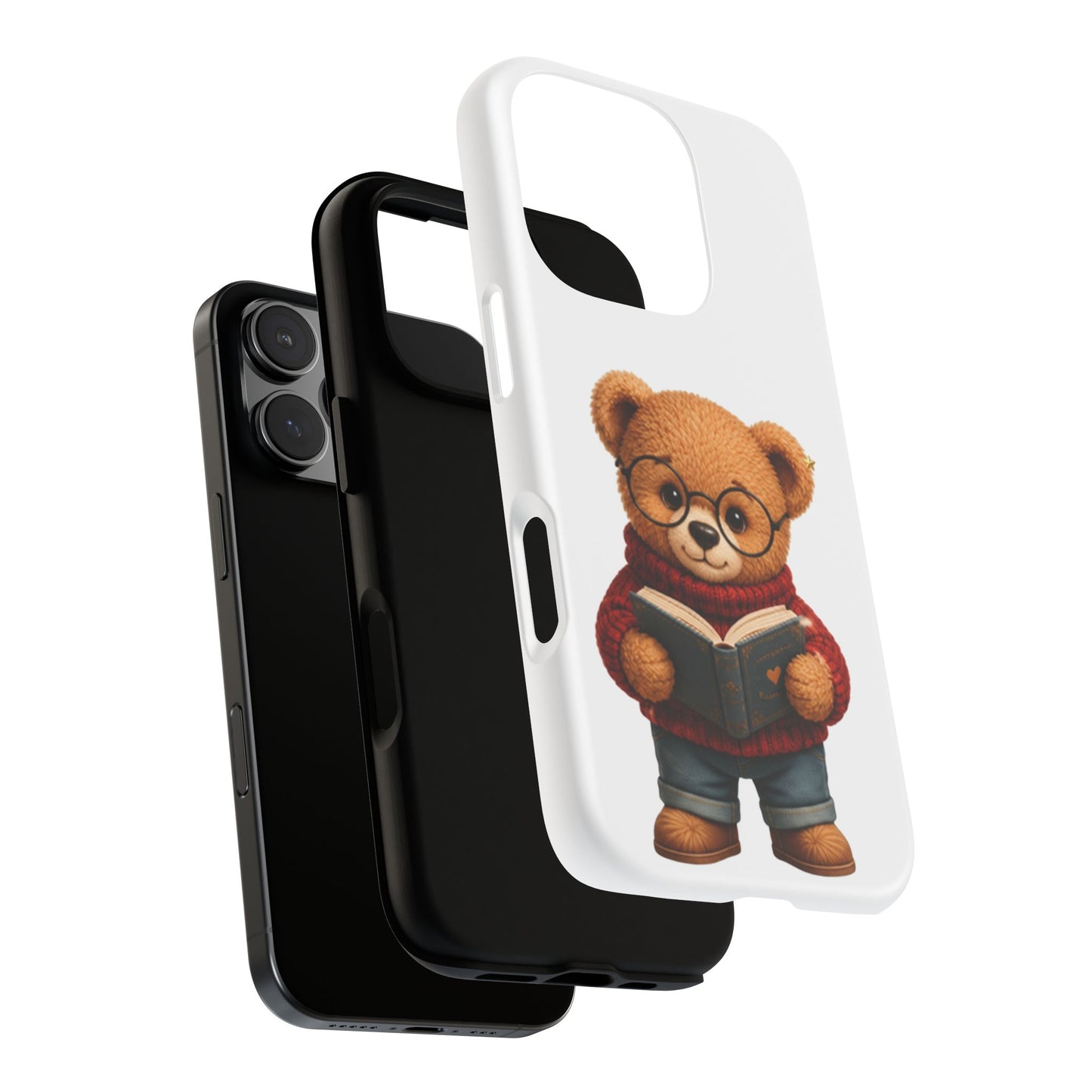 Personalized Teddy Bear Phone Case | Cute Book Lover iPhone & Samsung Case | Custom Name Floral