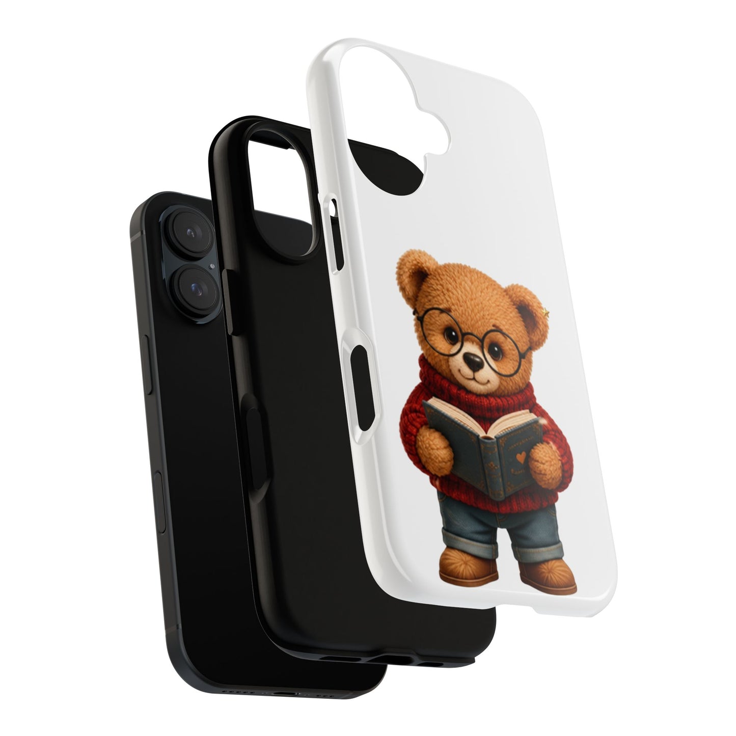 Personalized Teddy Bear Phone Case | Cute Book Lover iPhone & Samsung Case | Custom Name Floral