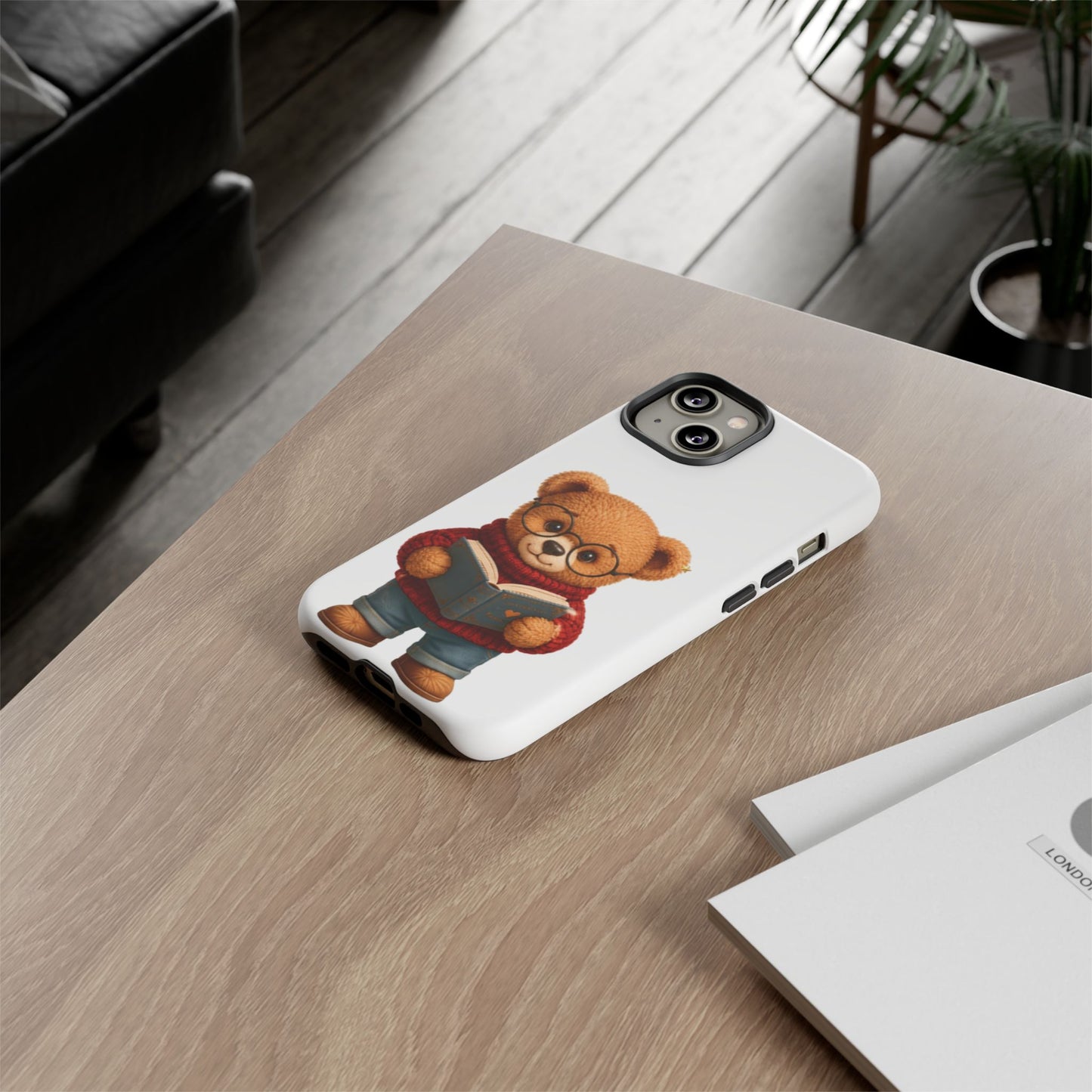 Personalized Teddy Bear Phone Case | Cute Book Lover iPhone & Samsung Case | Custom Name Floral
