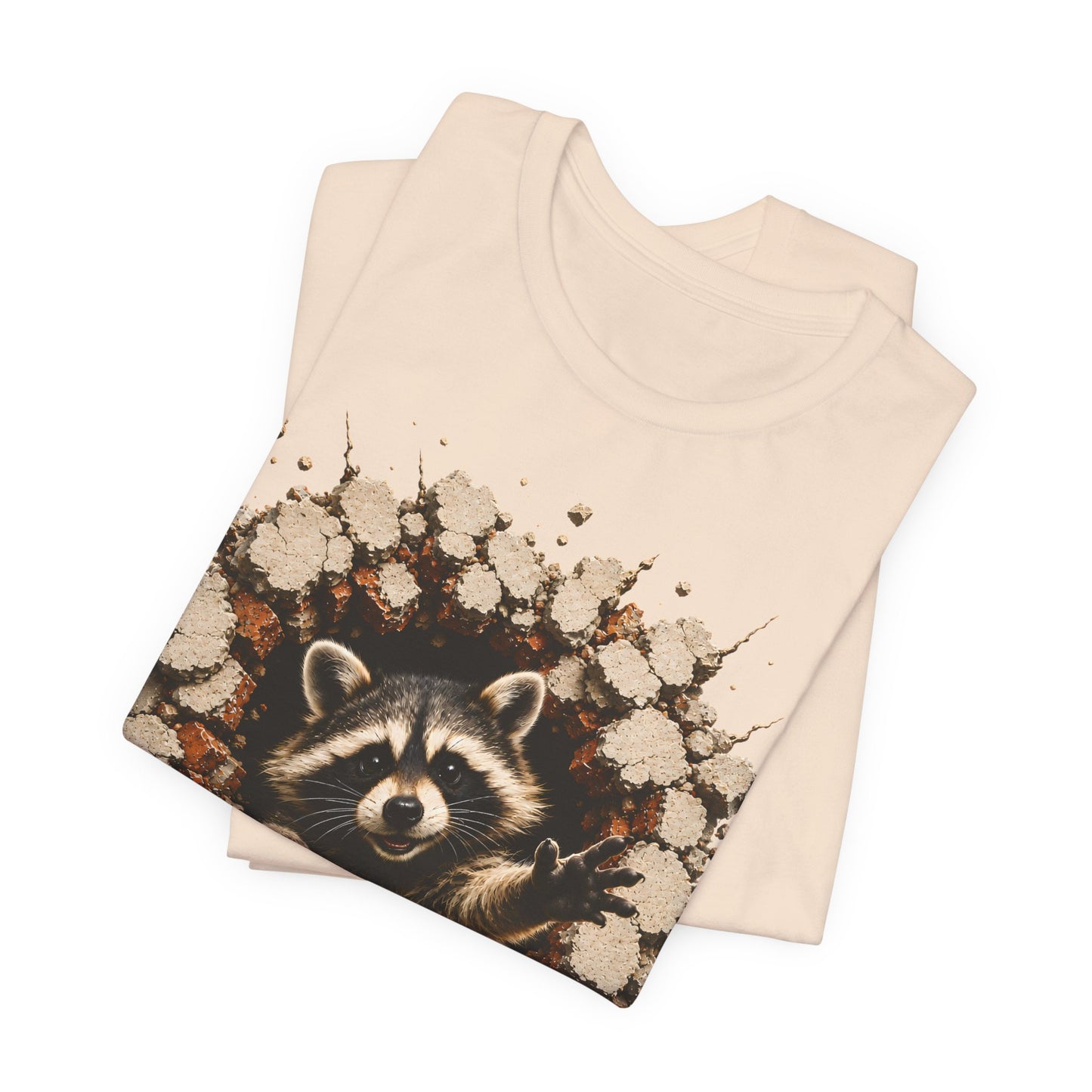Cute Raccoon Breaking Wall T-Shirt | 3D Animal Graphic Tee