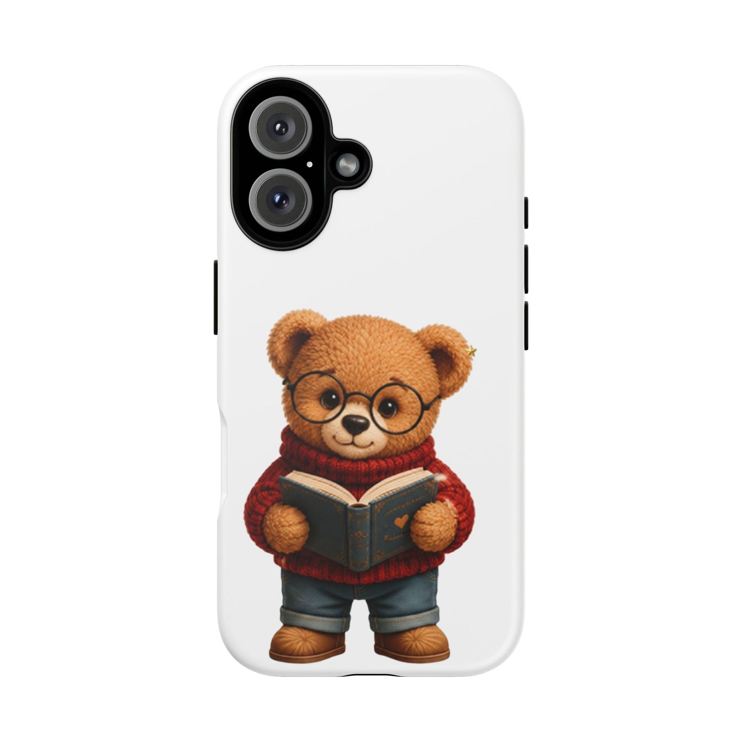 Personalized Teddy Bear Phone Case | Cute Book Lover iPhone & Samsung Case | Custom Name Floral