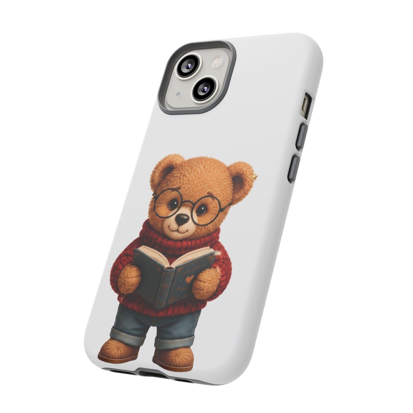 Personalized Teddy Bear Phone Case | Cute Book Lover iPhone & Samsung Case | Custom Name Floral