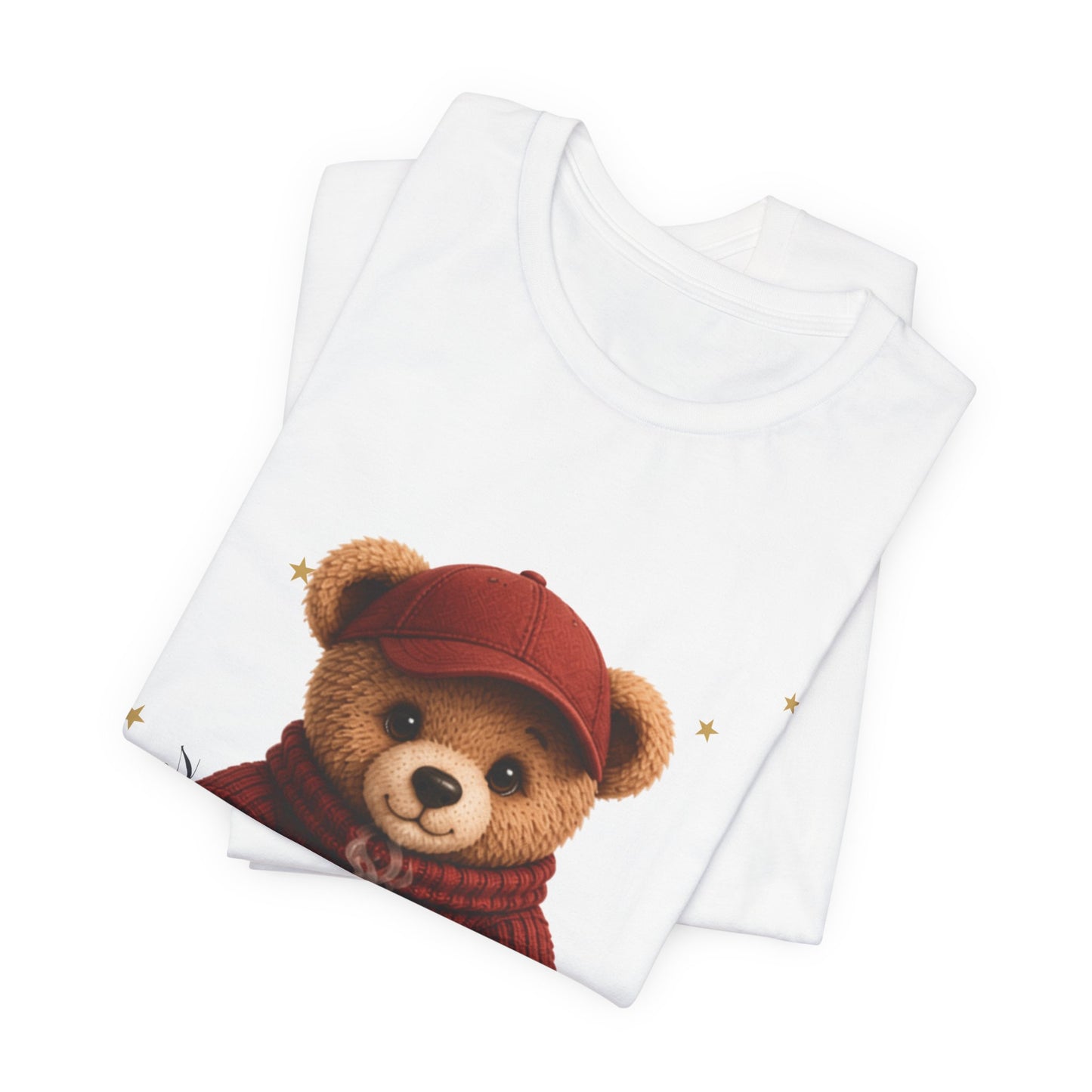Personalized Teddy Bear Coffee Shirt with Custom Name, Cute Bear Gift, Teddy Bear in Cap T-Shirt