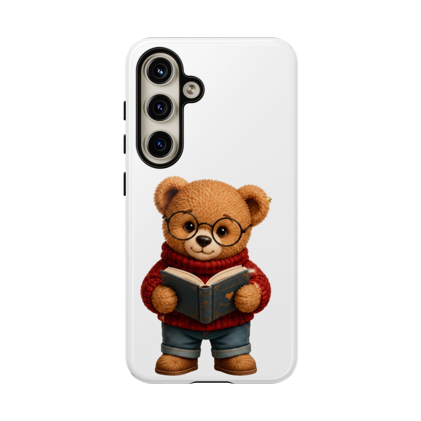 Personalized Teddy Bear Phone Case | Cute Book Lover iPhone & Samsung Case | Custom Name Floral