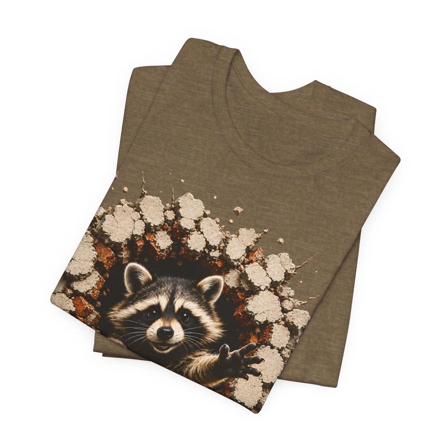 Cute Raccoon Breaking Wall T-Shirt | 3D Animal Graphic Tee