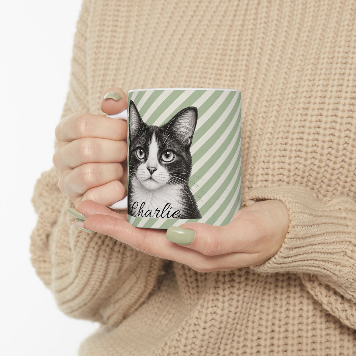Personalized Tuxedo Cat Mug, Custom Cat Name Coffee Cup, Tuxedo Cat Lover Gift, Personalized Cat Mug