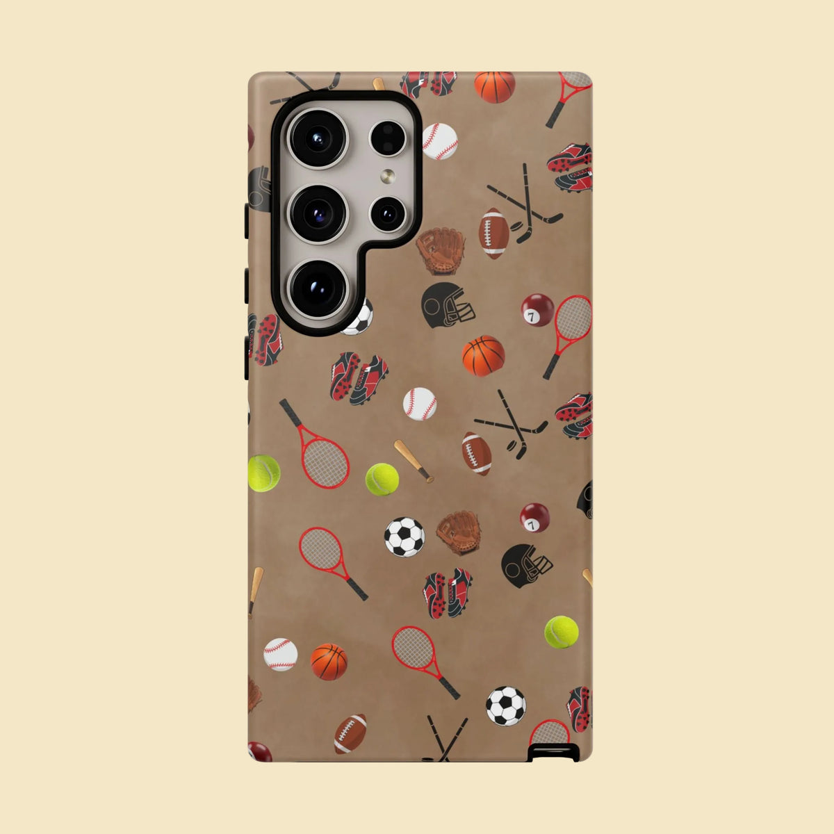 Sports Pattern Phone Case | Athletic iPhone & Samsung Tough Case | Soccer Baseball Basketball Tennis Football Design | Sports Lover Gift