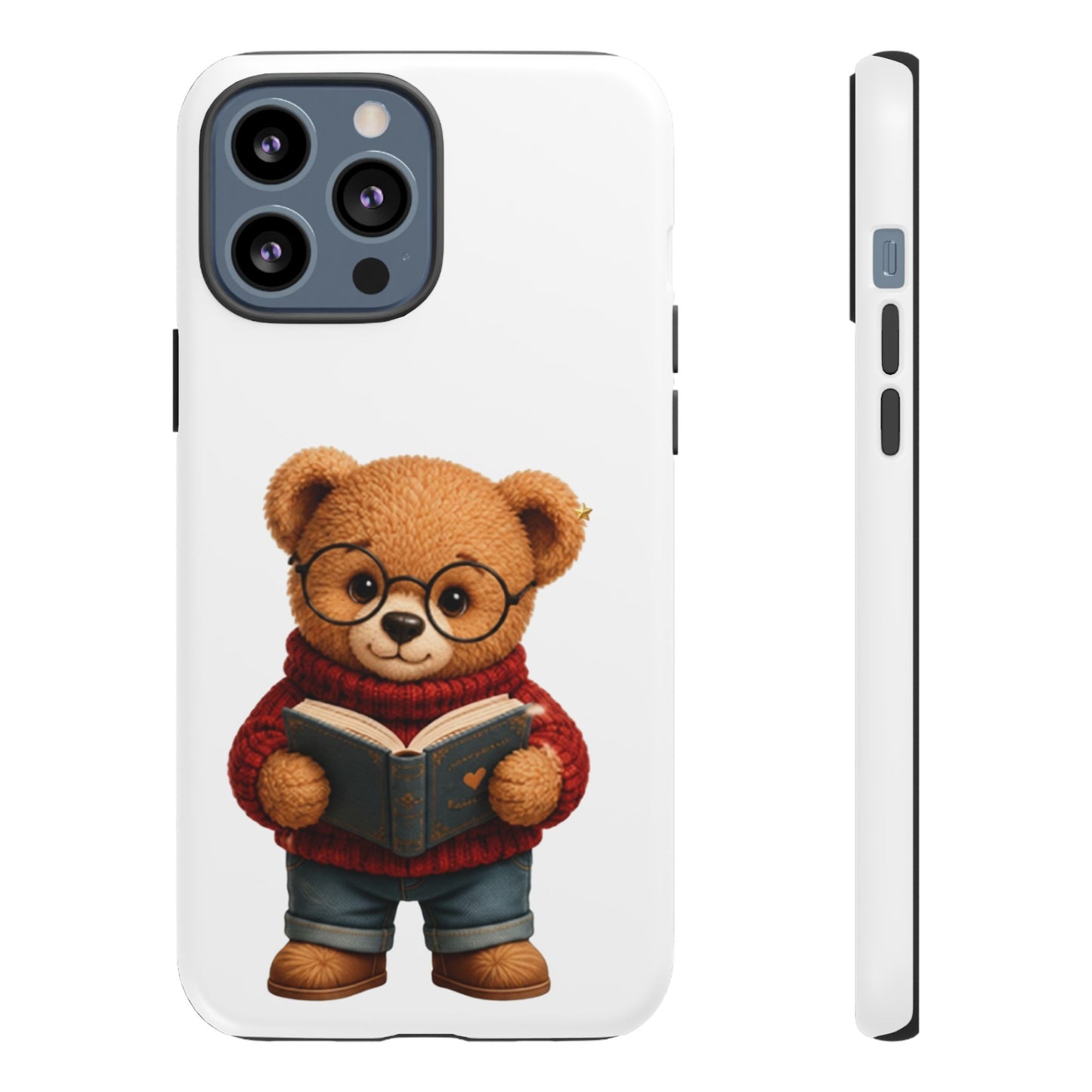 Personalized Teddy Bear Phone Case | Cute Book Lover iPhone & Samsung Case | Custom Name Floral
