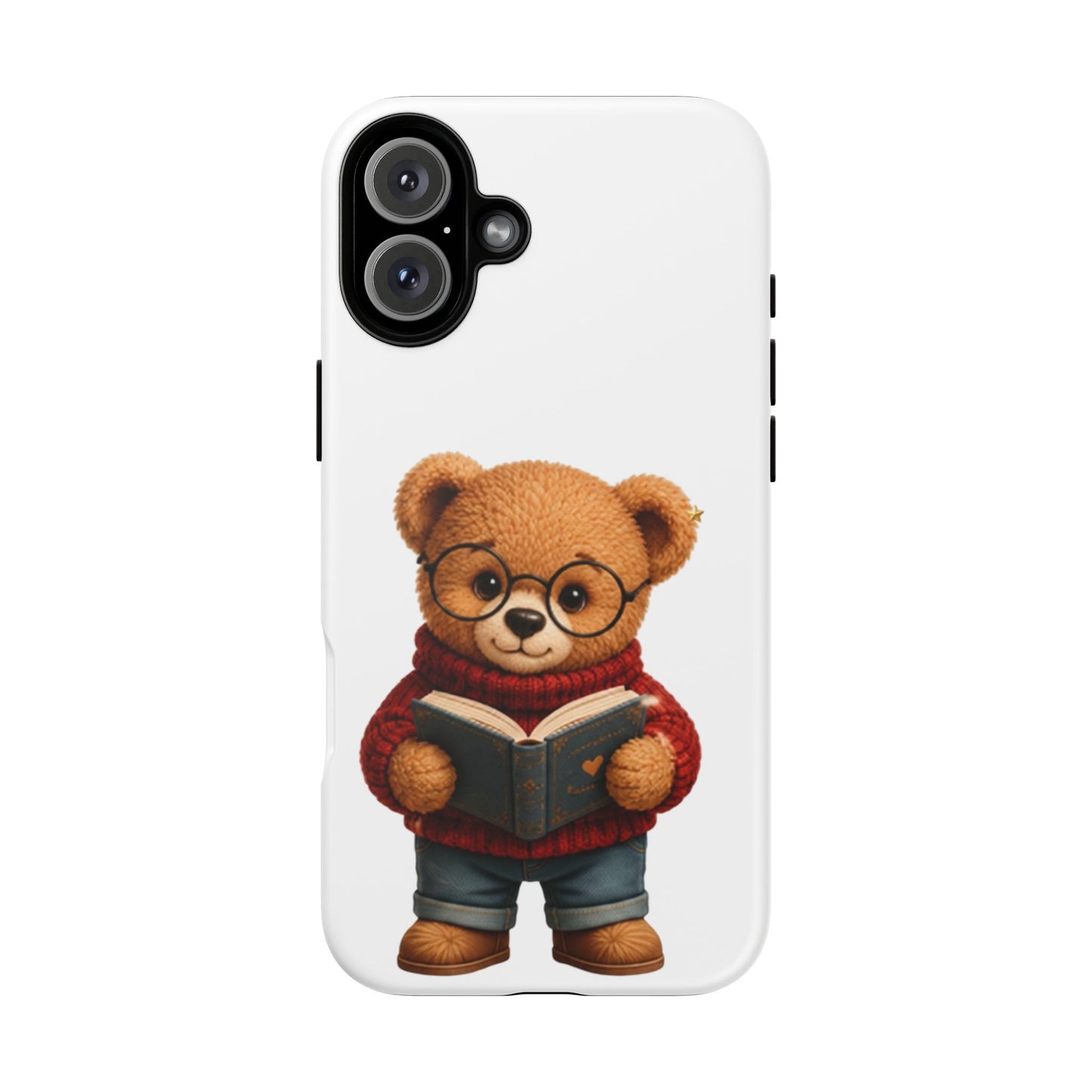 Personalized Teddy Bear Phone Case | Cute Book Lover iPhone & Samsung Case | Custom Name Floral