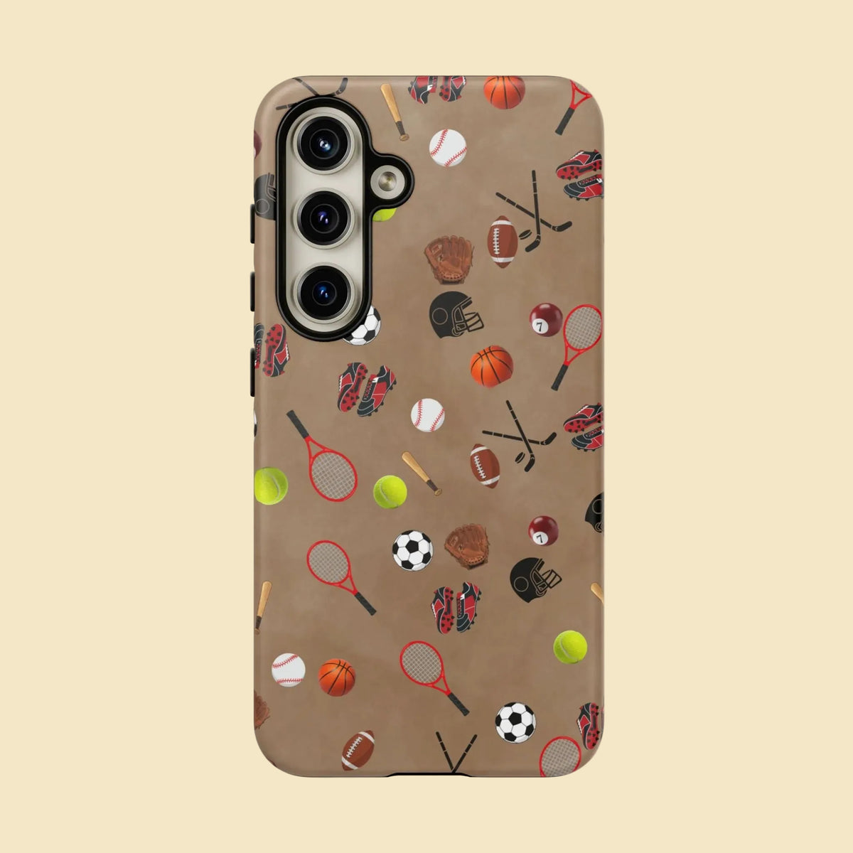 Sports Pattern Phone Case | Athletic iPhone & Samsung Tough Case | Soccer Baseball Basketball Tennis Football Design | Sports Lover Gift