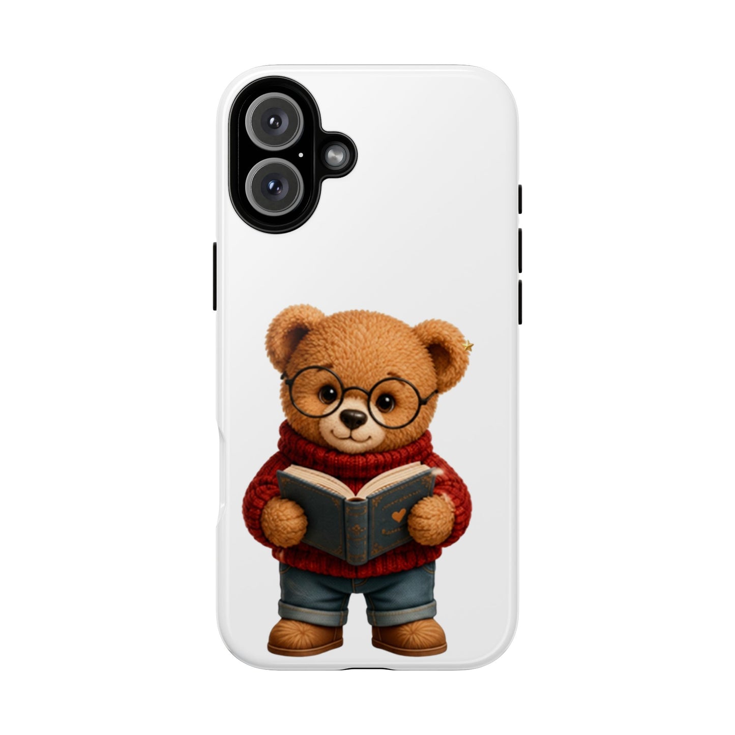 Personalized Teddy Bear Phone Case | Cute Book Lover iPhone & Samsung Case | Custom Name Floral