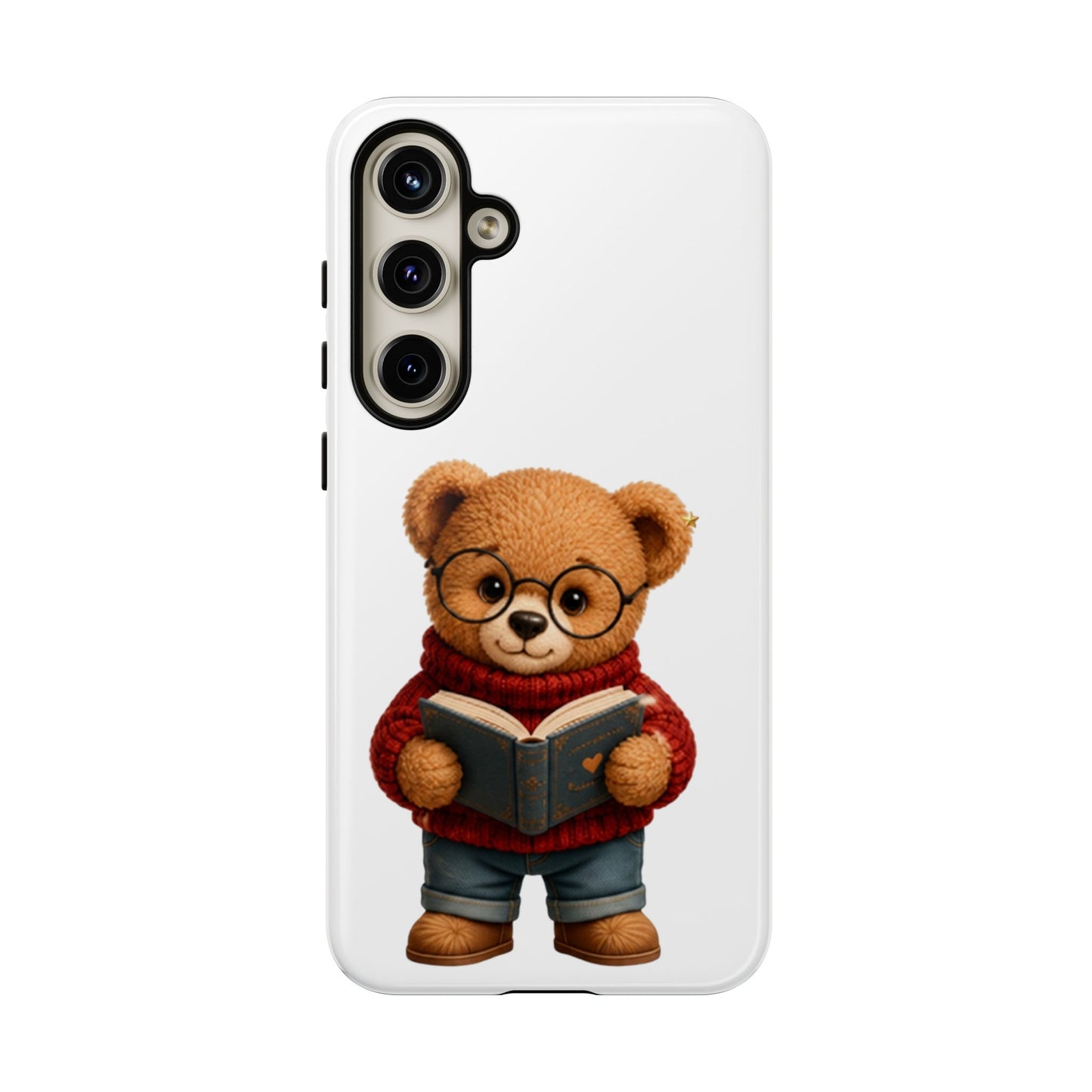 Personalized Teddy Bear Phone Case | Cute Book Lover iPhone & Samsung Case | Custom Name Floral