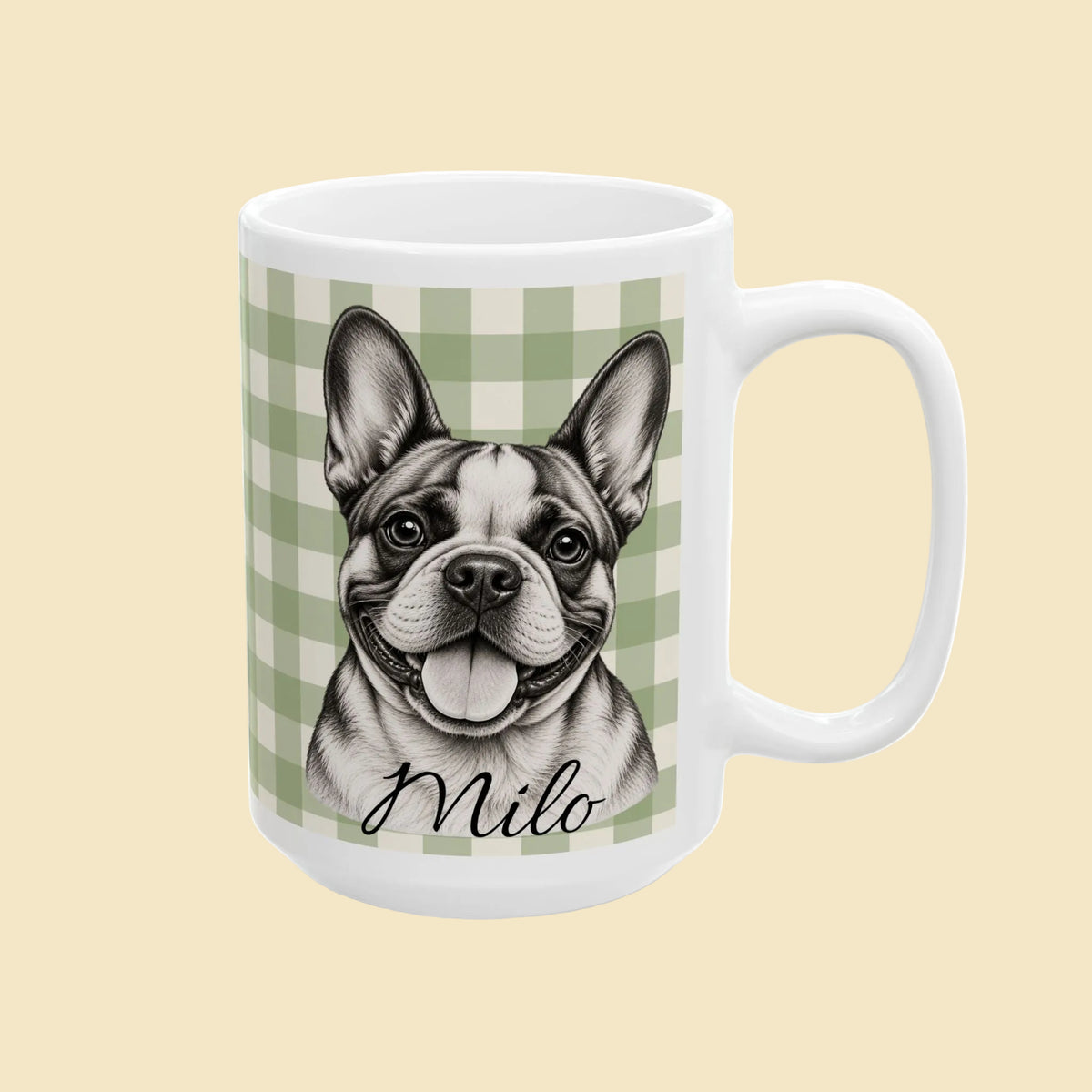 Personalized French Bulldog Mug, Custom Dog Name Coffee Cup, Frenchie Lover Gift, Dog Portrait Mug