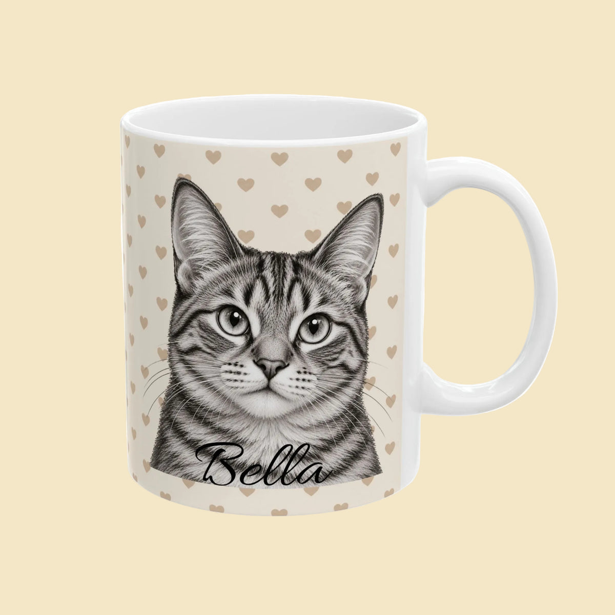 Personalized Tabby Cat Mug, Custom Cat Name Coffee Cup, Tabby Cat Lover Gift, Personalized Cat Mug
